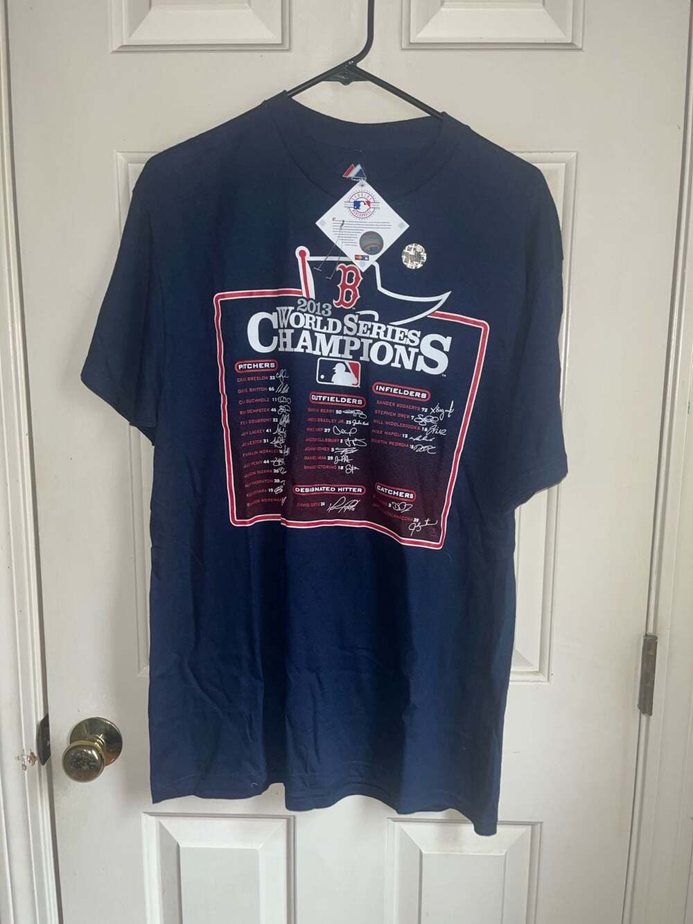 NWT Majestic Boston Red Sox 2013 World Series Champions Roster Signature T-Shirt